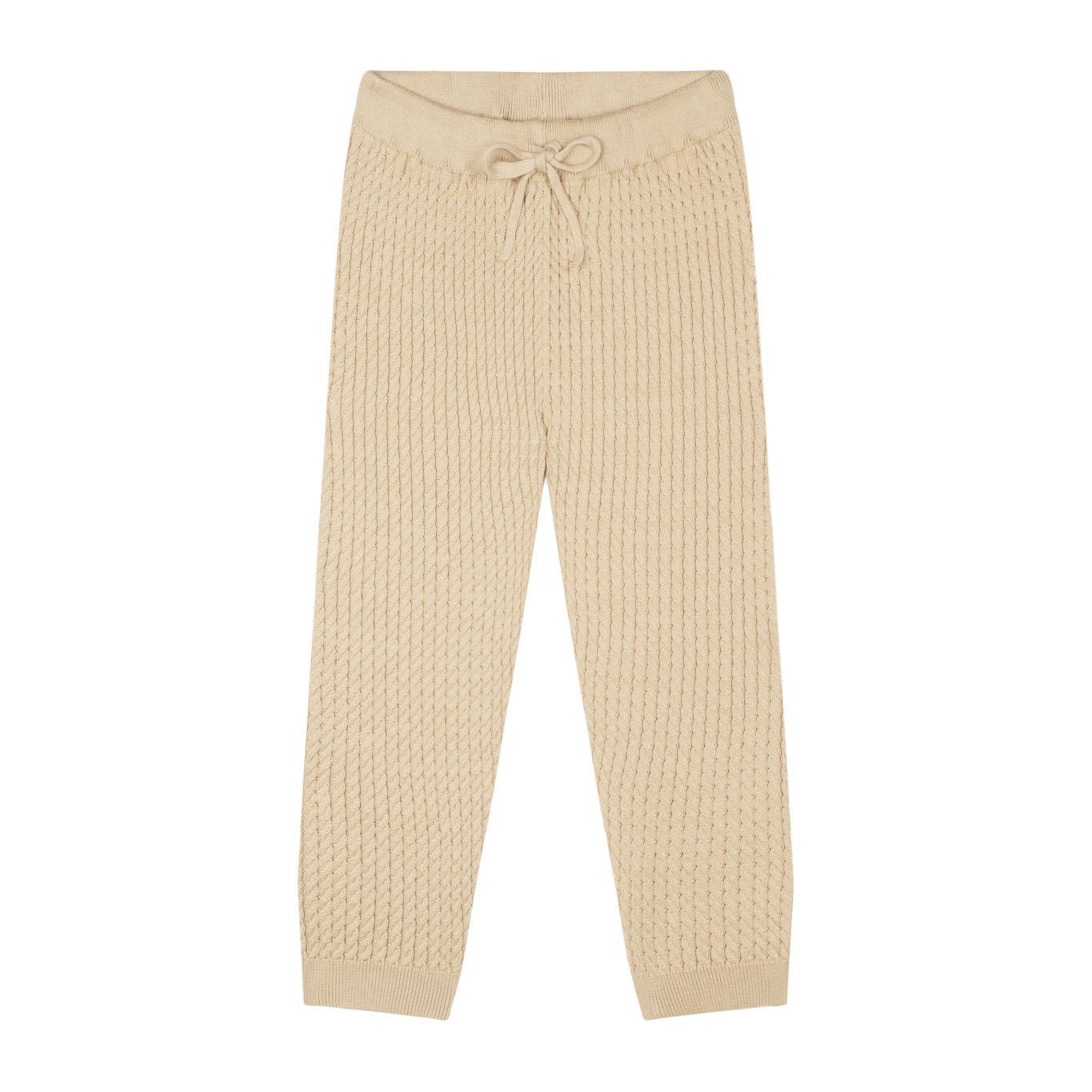 Butterfly Embroidered Beige Herringbone Sweater and Trousers S