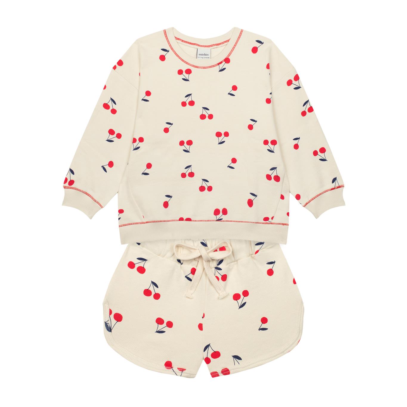 Cherry Sweatshirt Shorts Set
