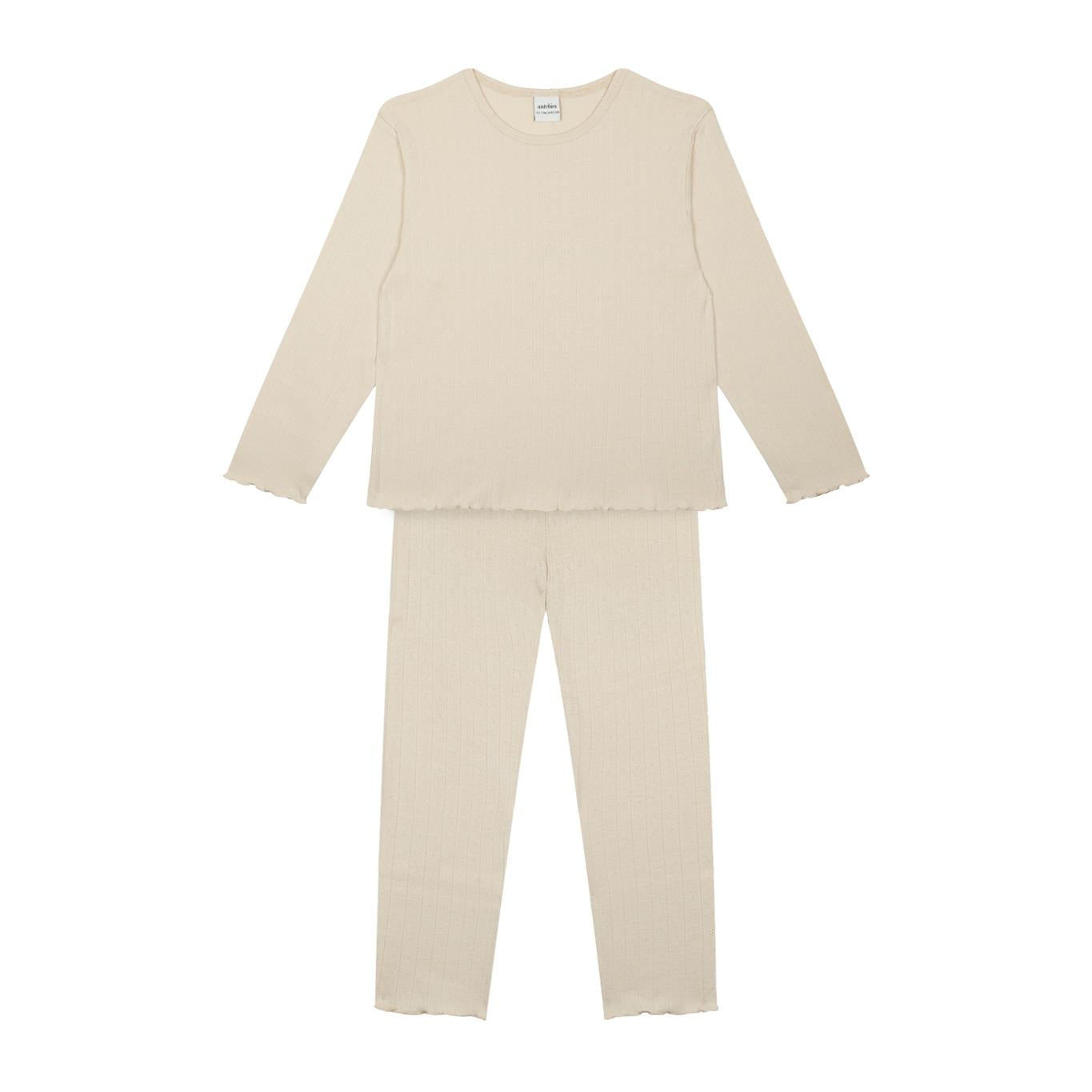 Cream Jacquard Long Sleeve Pajama Set