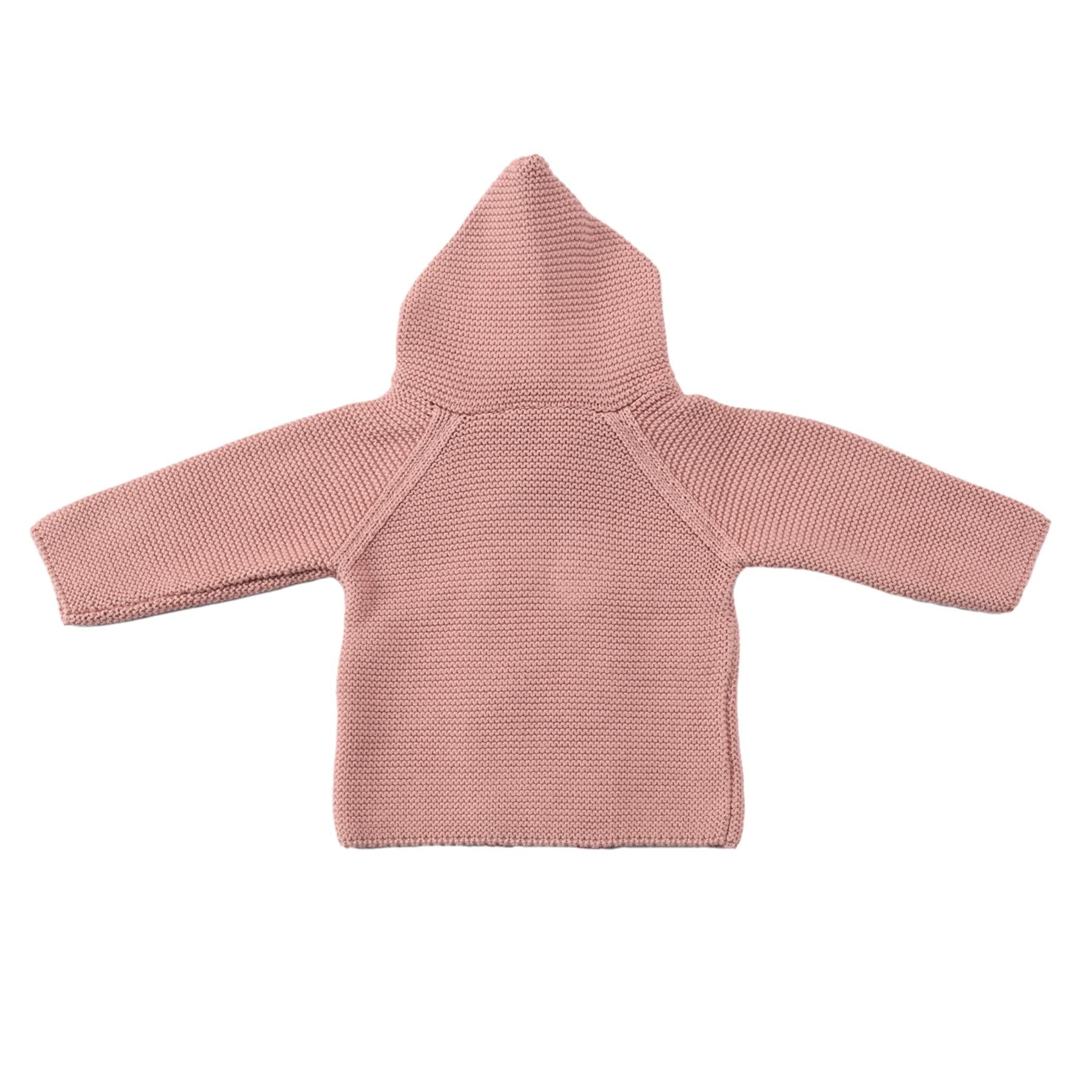 Double Breasted Hooded Organic Cotton Baby and Child Cardigan Pink