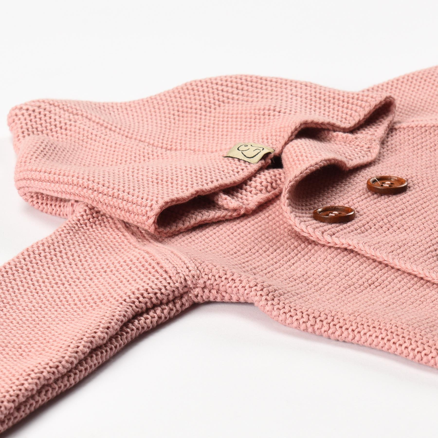 Double Breasted Hooded Organic Cotton Baby and Child Cardigan Pink