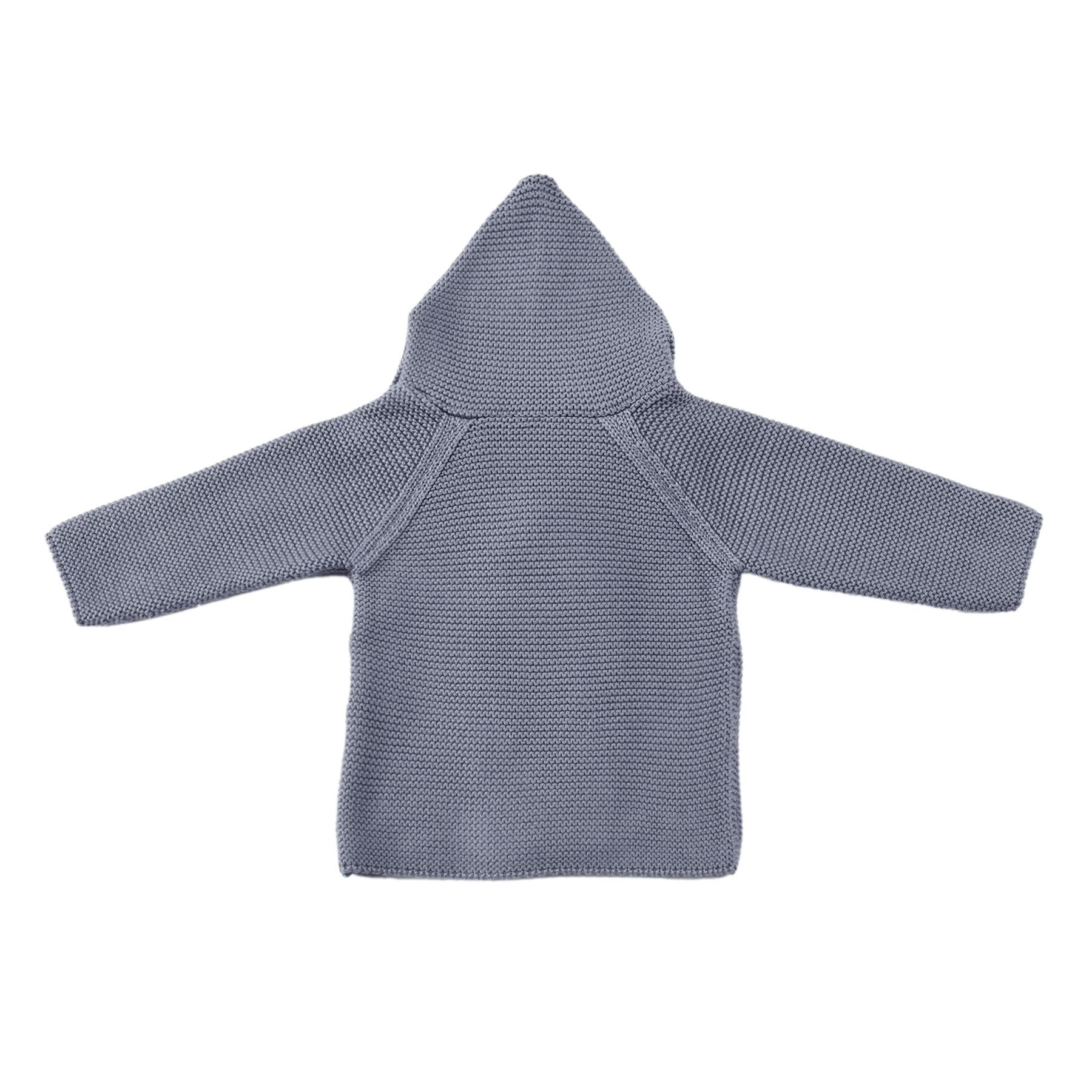 Double Breasted Hooded Organic Cotton Baby and Child Cardigan Blue