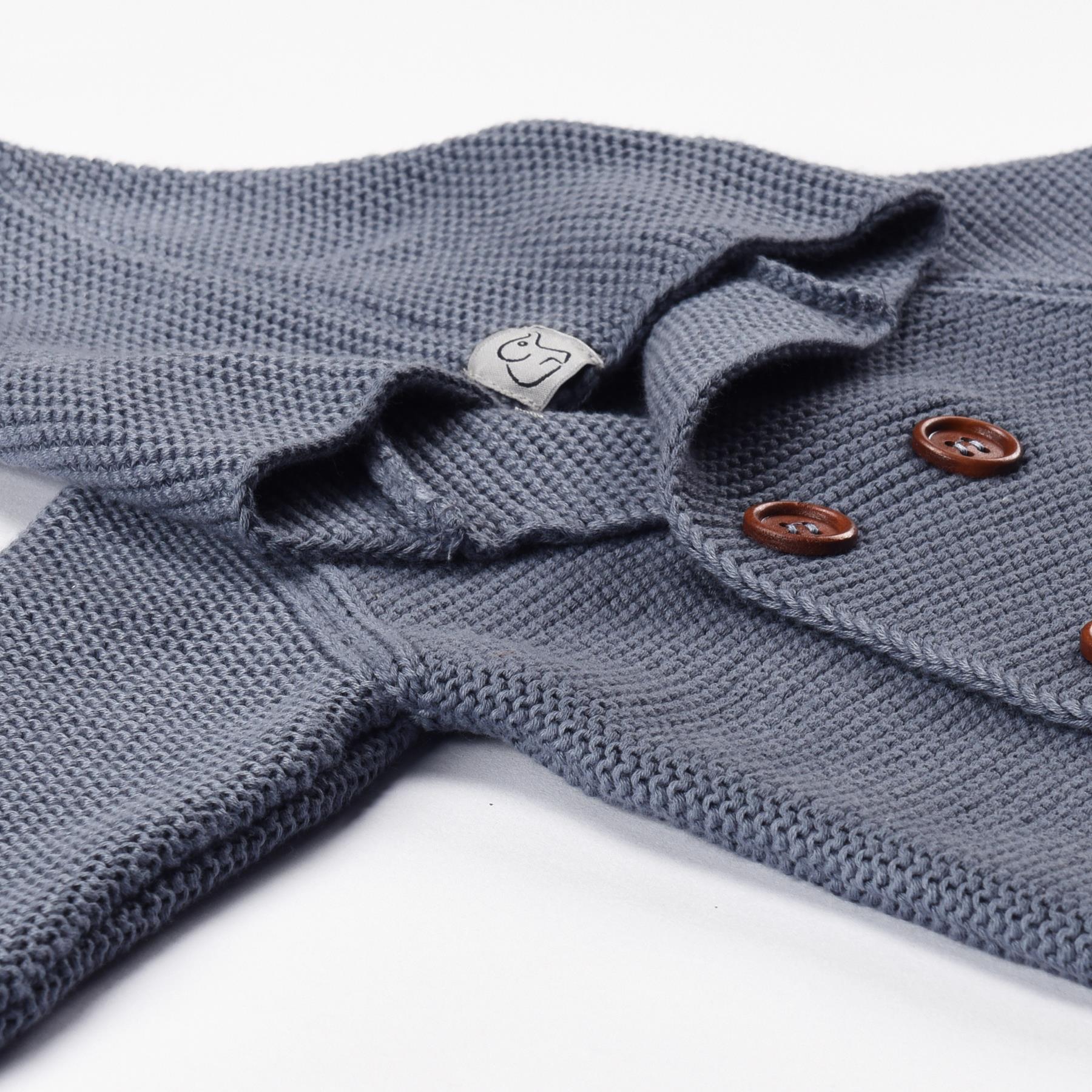 Double Breasted Hooded Organic Cotton Baby and Child Cardigan Blue