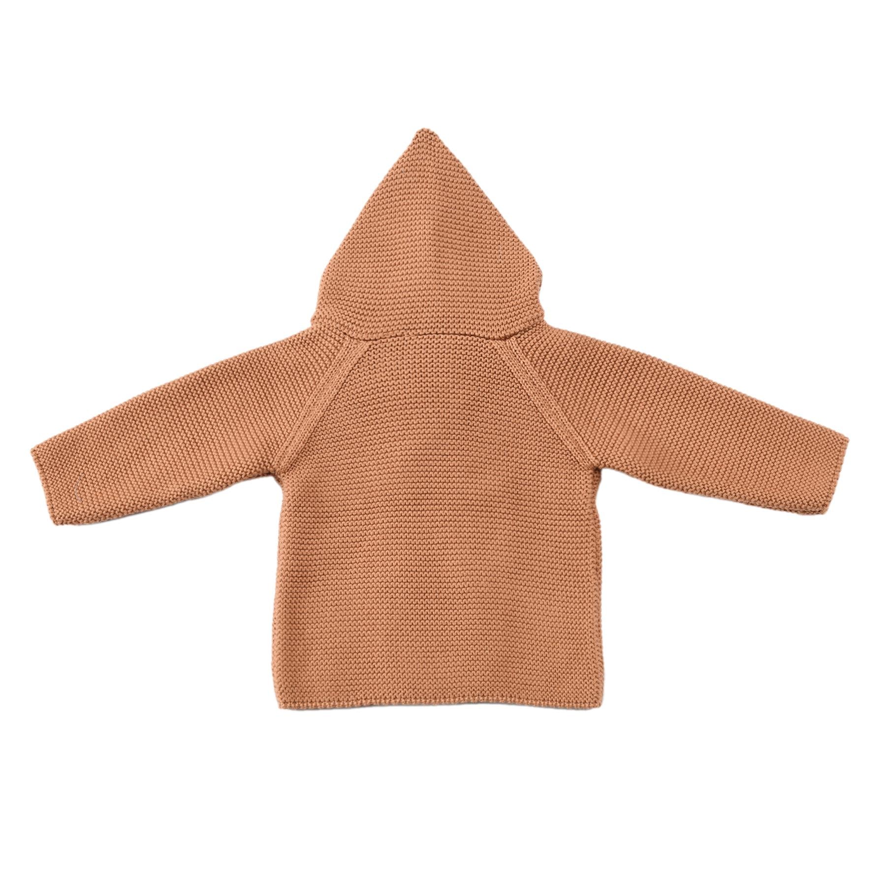 Double Breasted Hooded Organic Cotton Baby and Child Cardigan Brown