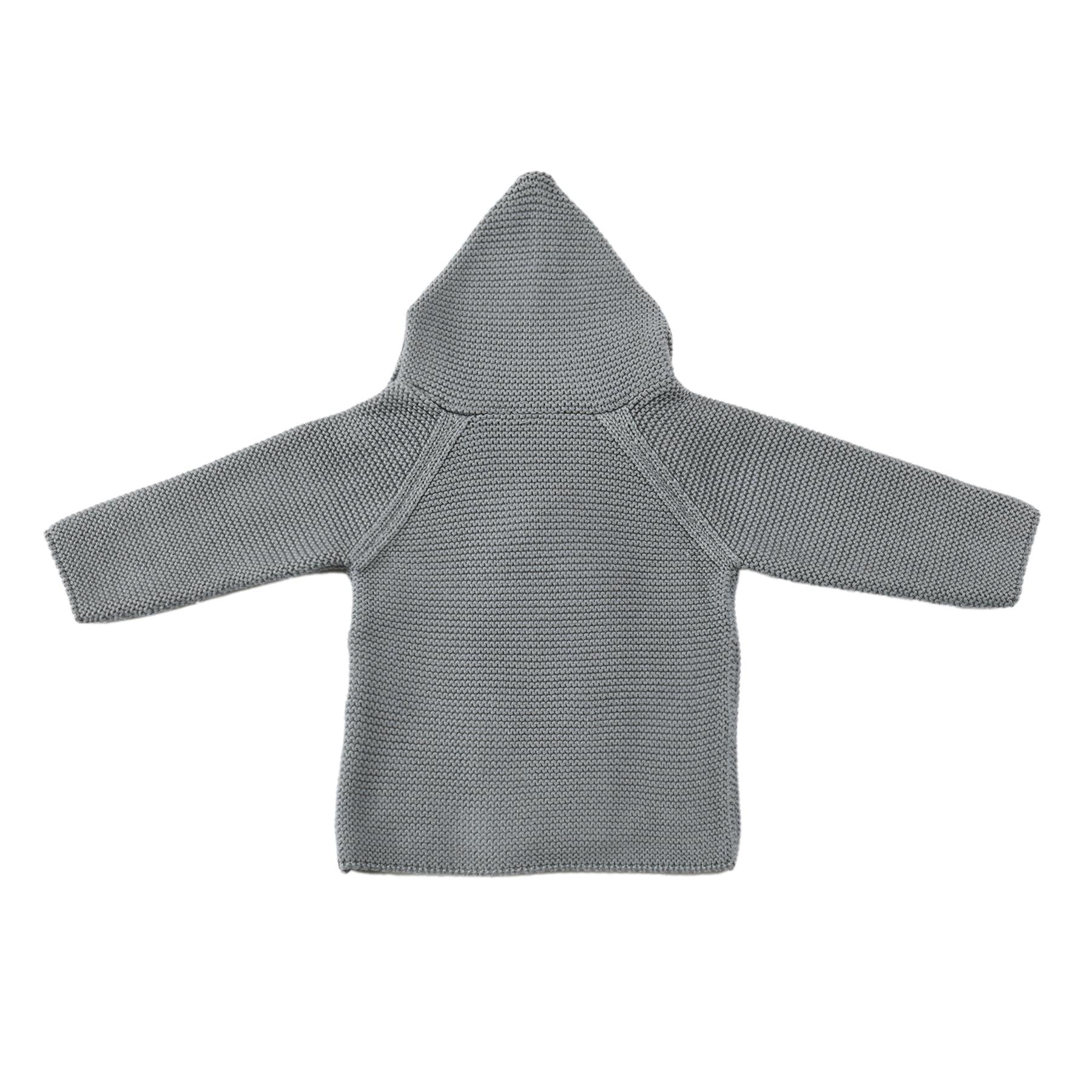 Double Breasted Hooded Organic Cotton Baby and Child Cardigan Gray