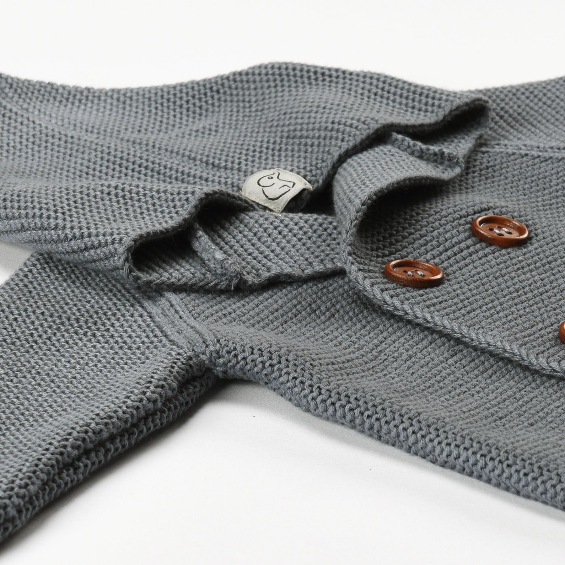 Double Breasted Hooded Organic Cotton Baby and Child Cardigan Gray