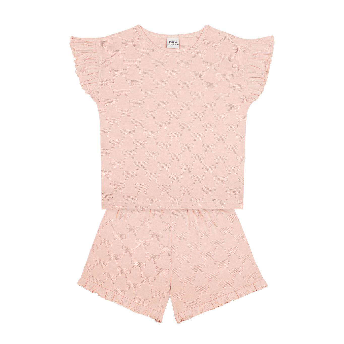 Ribbon Jacquard Ruffle Shorts Pajamas
