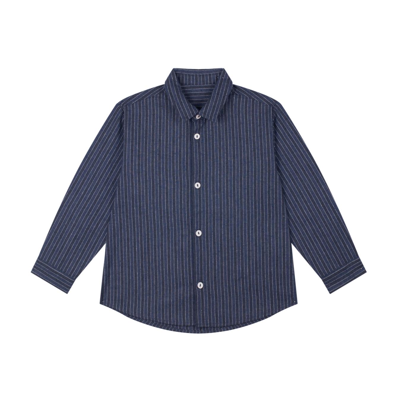 Navy Blue Striped Woven Shirt