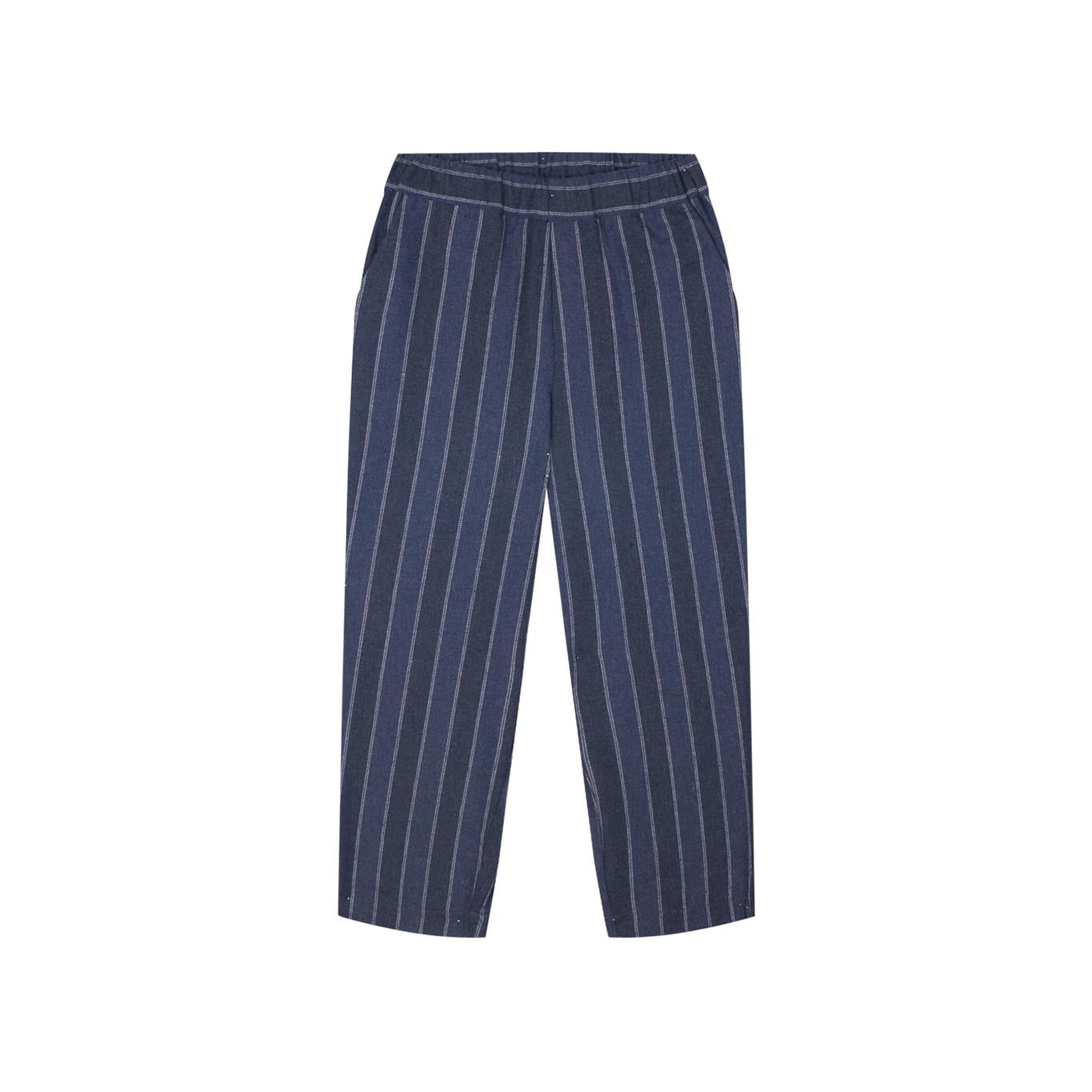 Navy Blue Striped Woven Trousers