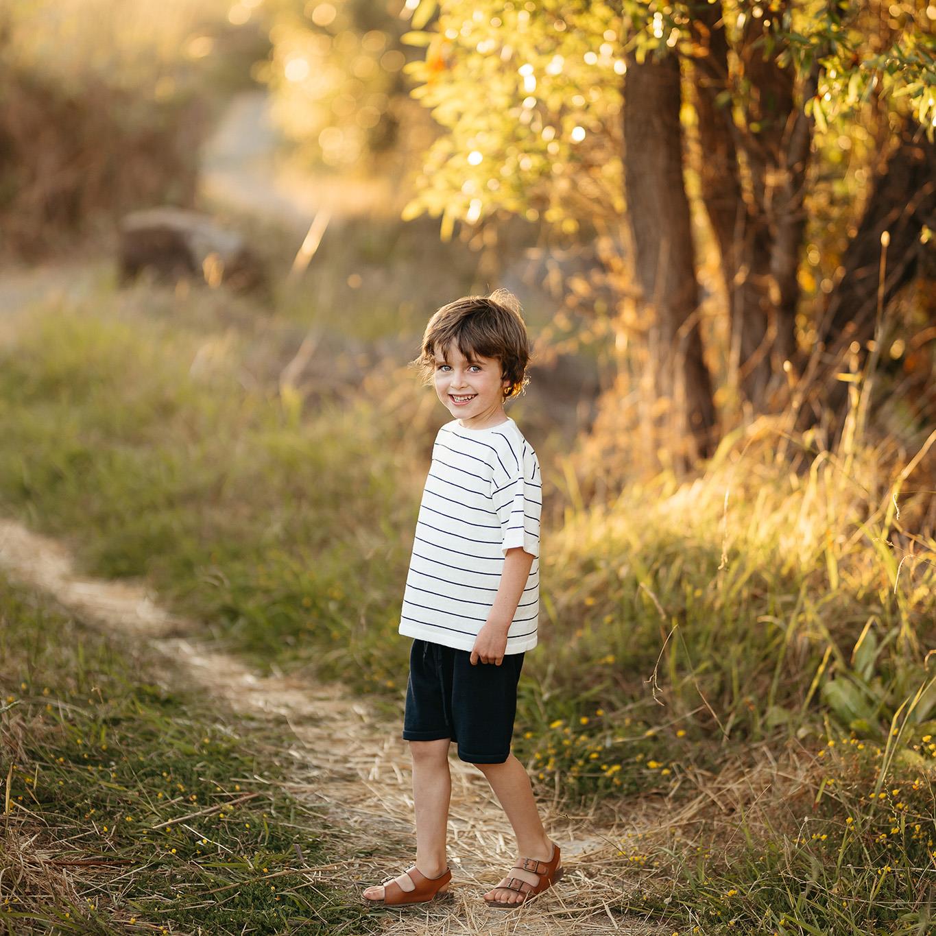 Navy Blue Striped Knitwear Shorts Set