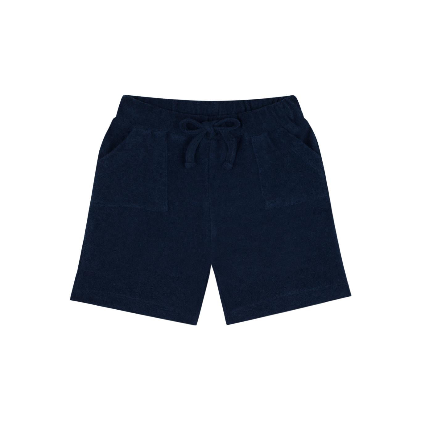 Navy Blue Towel Shorts Set
