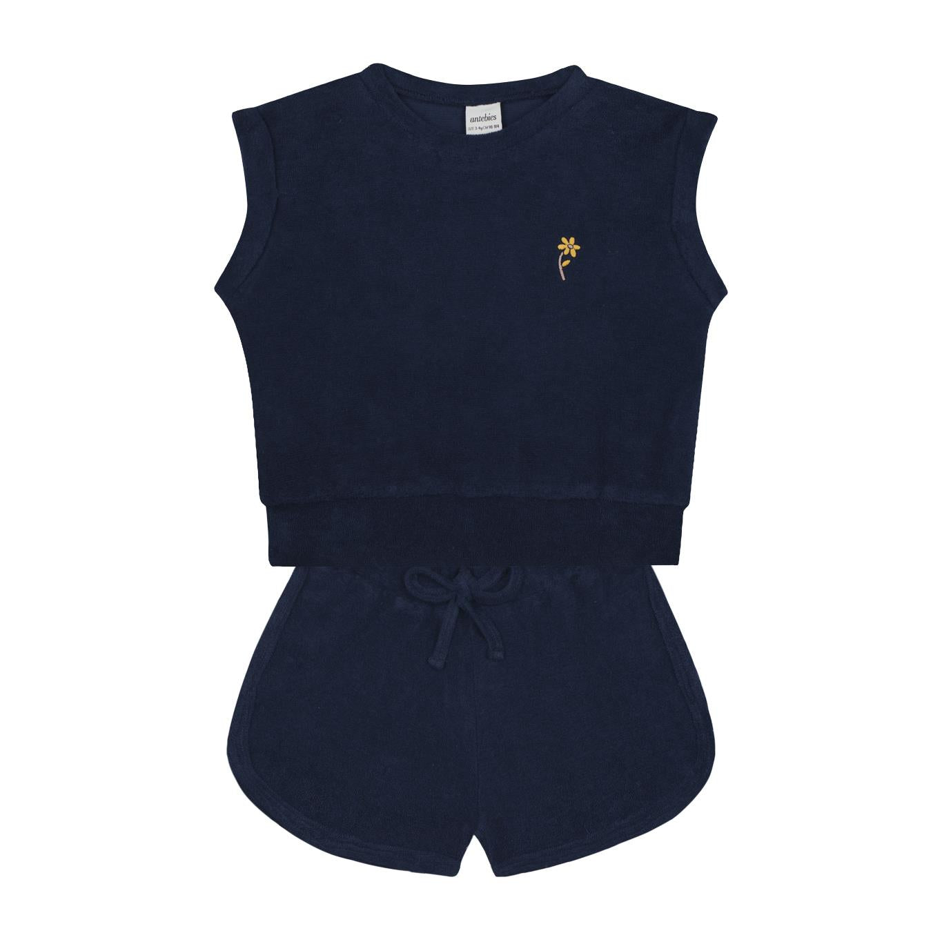 Navy Blue Towel Shorts Set