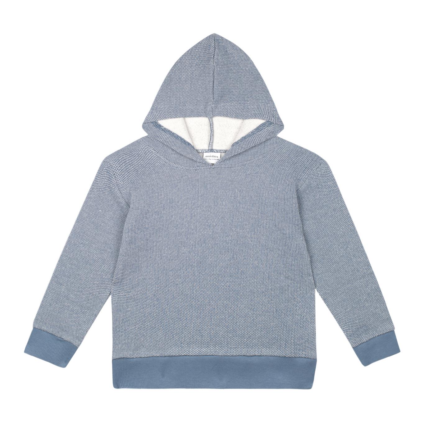 Blue Textured Futter Hooded Tracksuit Set