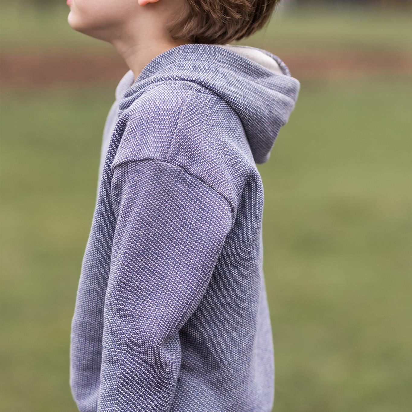 Blue Textured Futter Hooded Tracksuit Set