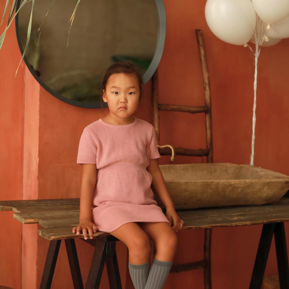 Organic Cotton Baby and Child Knitted Dress Pink