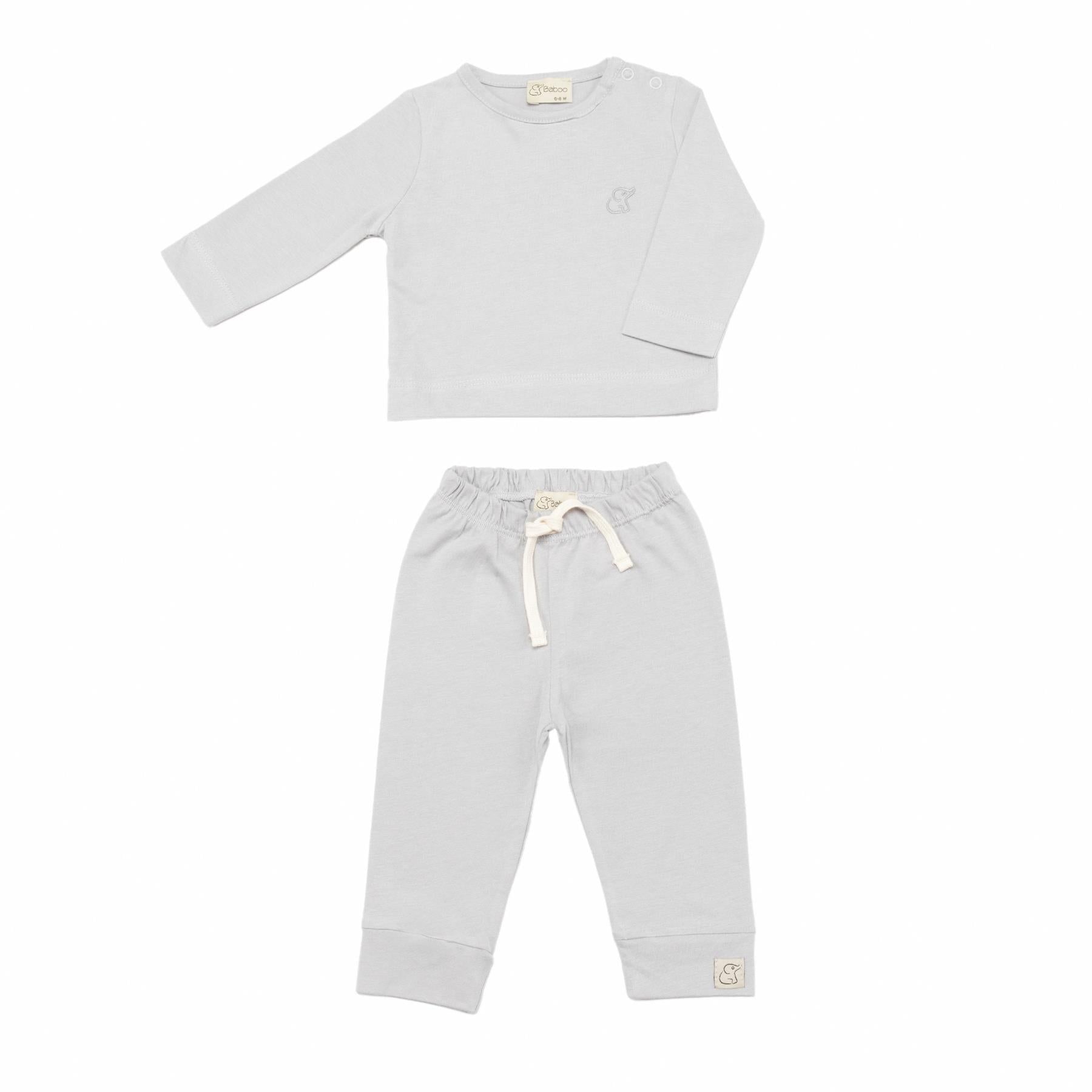 Organic Cotton Fabric Baby and Child Bottom Top Set Gray
