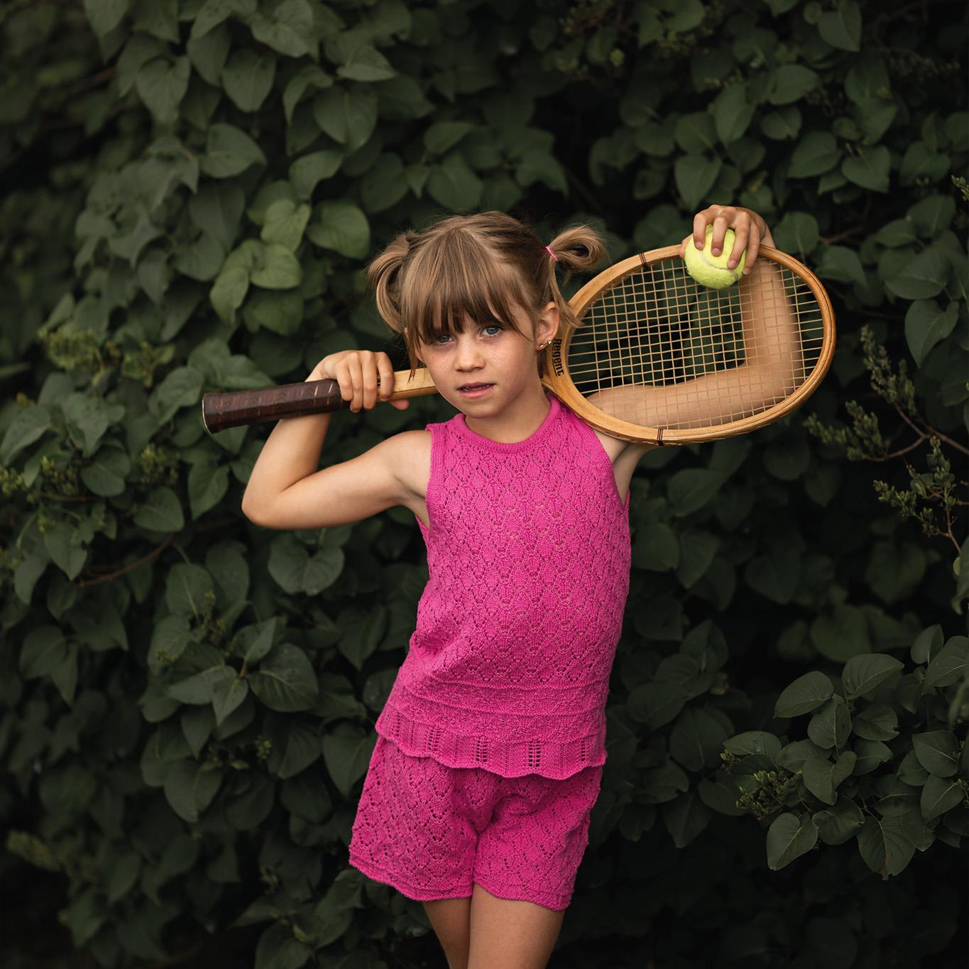 Pink Jacquard Knitwear Shorts Set