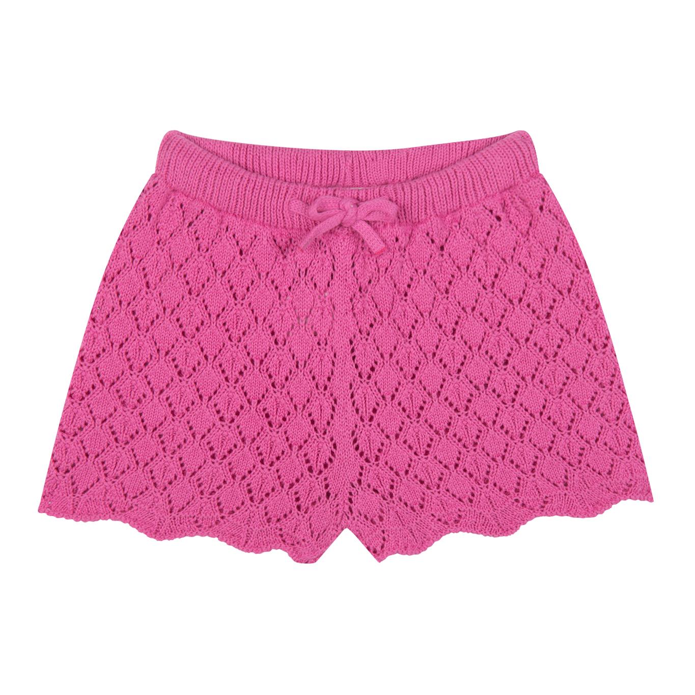 Pink Jacquard Knitwear Shorts Set
