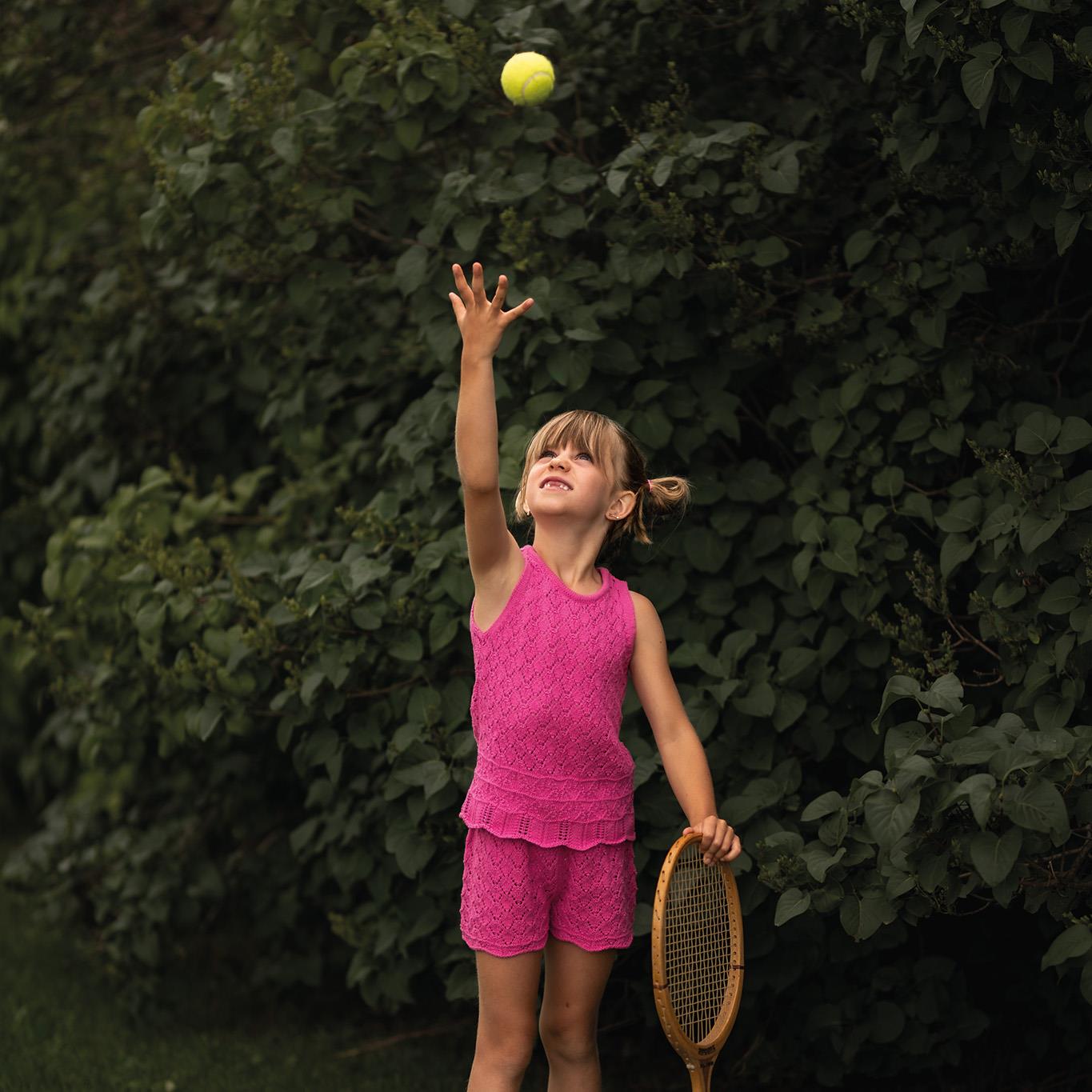 Pink Jacquard Knitwear Shorts Set