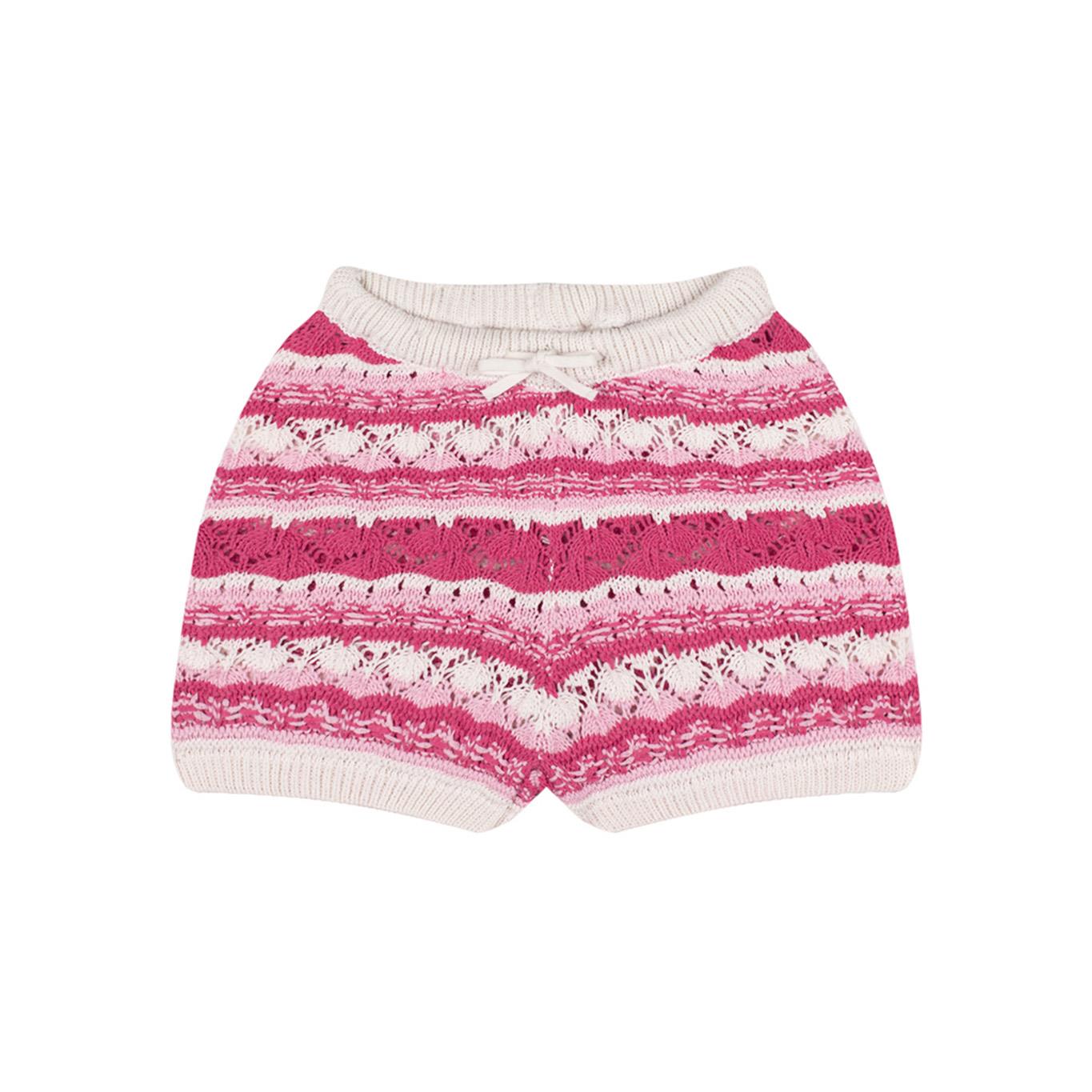 Pink Jacquard Knitwear Shorts Set