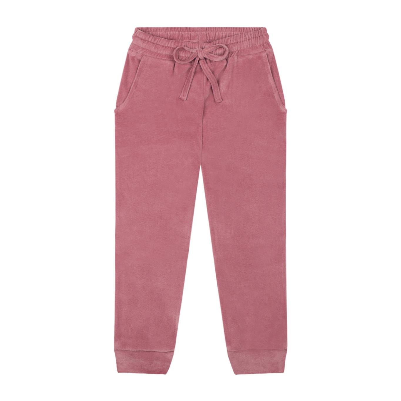 Pink Velvet Hooded Tracksuit Set