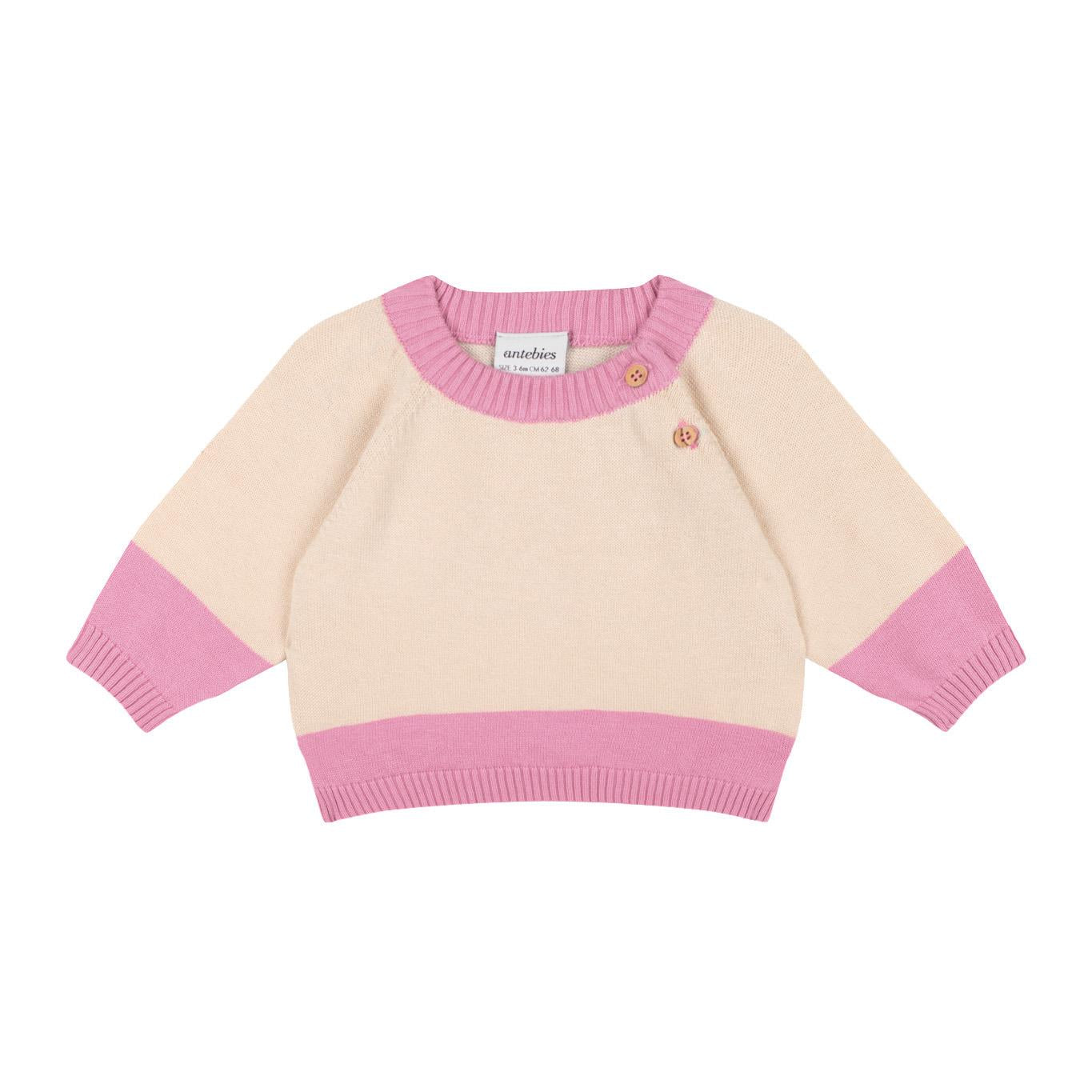 Pink Contrast Cream Knitwear Set
