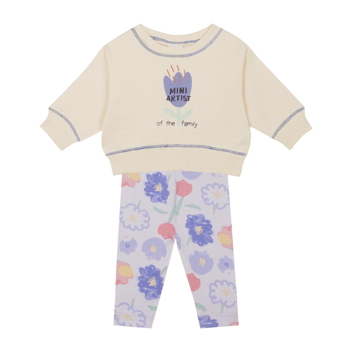 Floral Printed Sweatshirt Tights Set