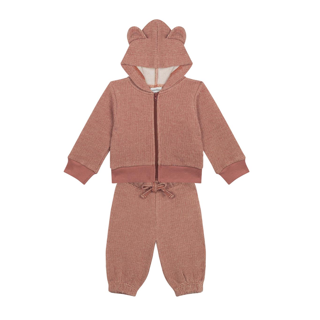 Orange Futter Bear Ear Sweatshirt Trousers Set