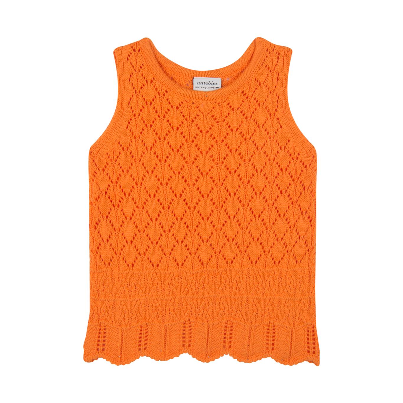 Orange Jacquard Knitwear Shorts Set