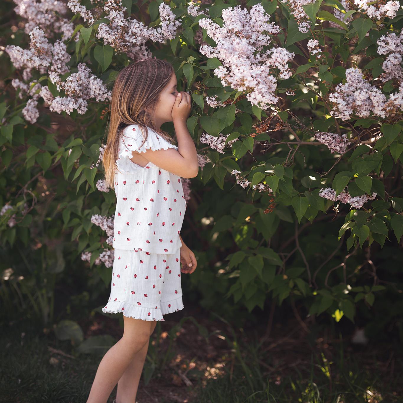 Ladybug Pajamas with Ruffle Shorts
