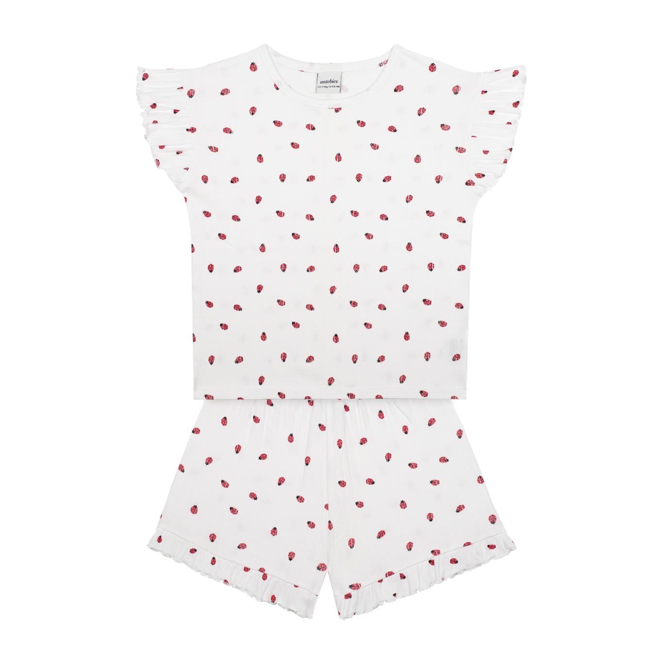 Ladybug Pajamas with Ruffle Shorts