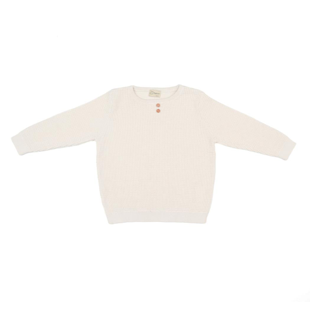 Waffle Organic Cotton Child Top-Bottom Set Cream