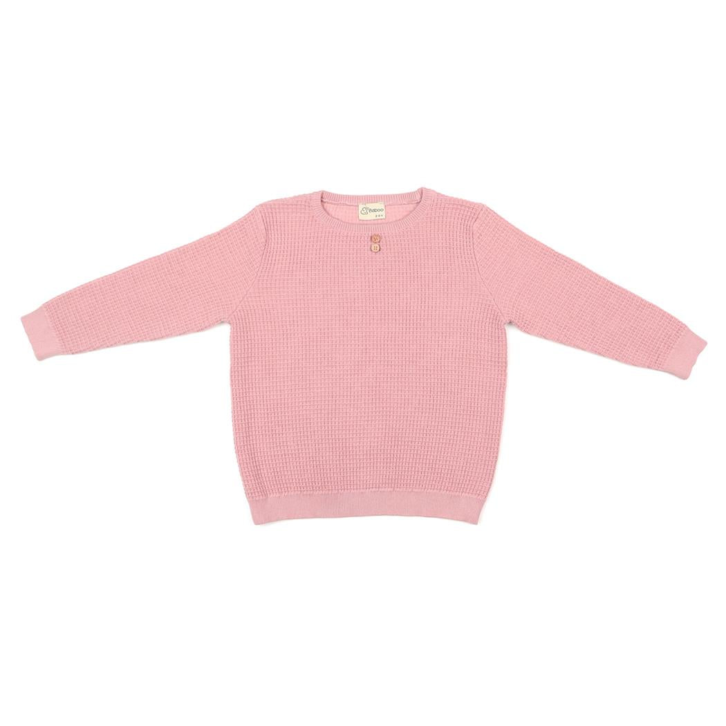 Waffle Organic Cotton Children's Top-Bottom Set Pink