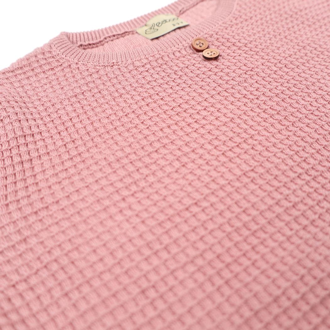 Waffle Organic Cotton Children's Top-Bottom Set Pink