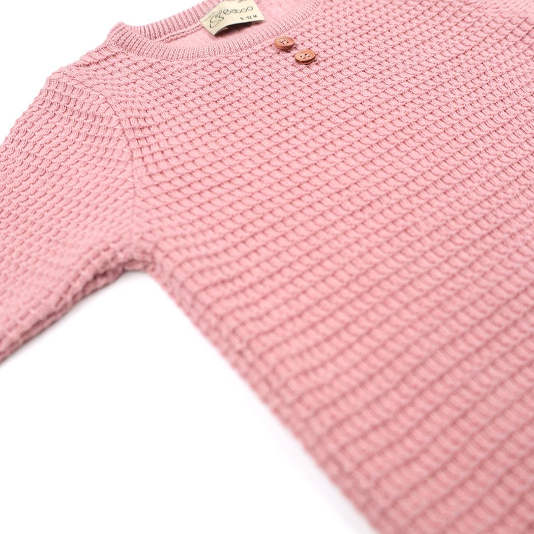 Waffle Organic Cotton Children's Top-Bottom Set Pink