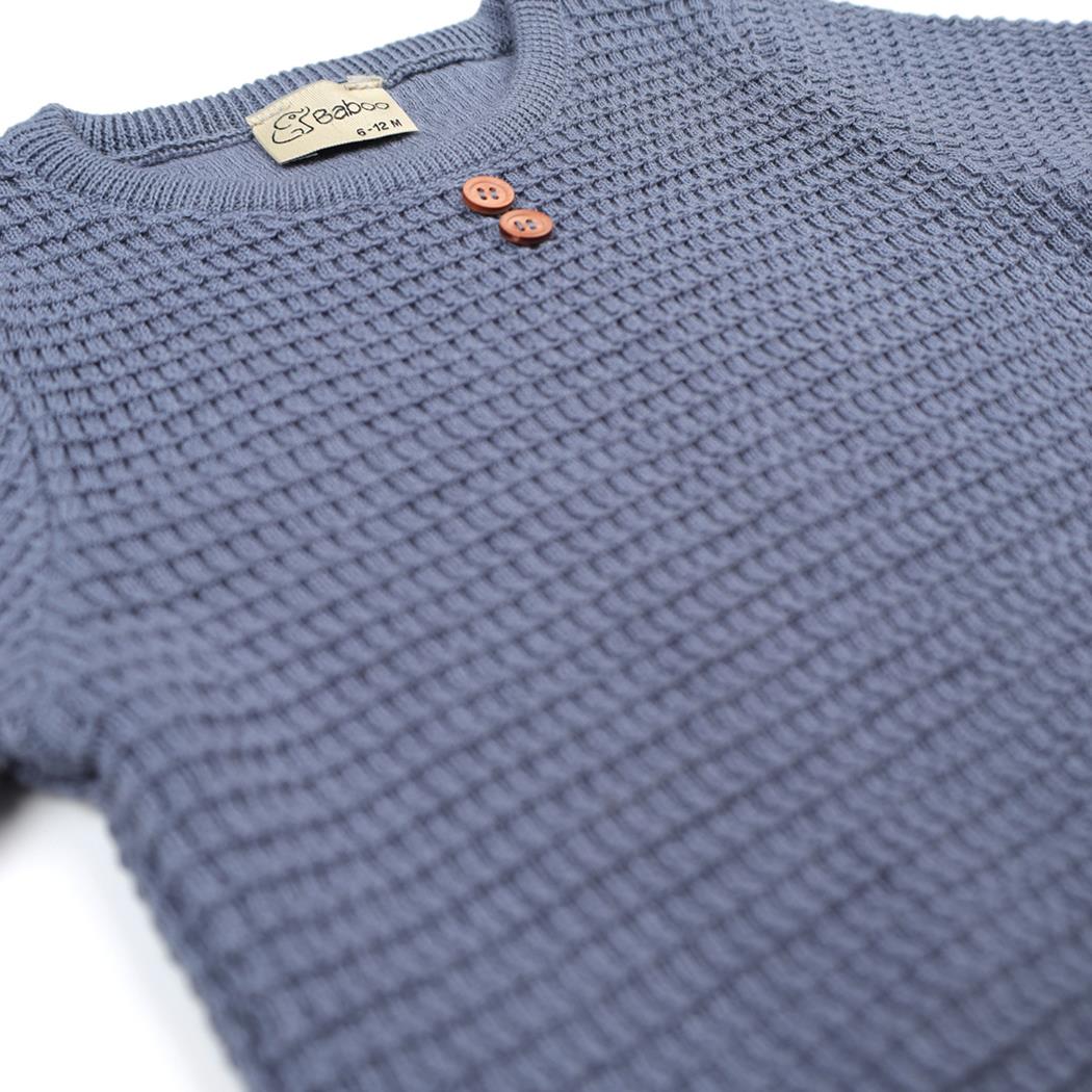 Waffle Organic Cotton Children's Bottom-Top Set Blue