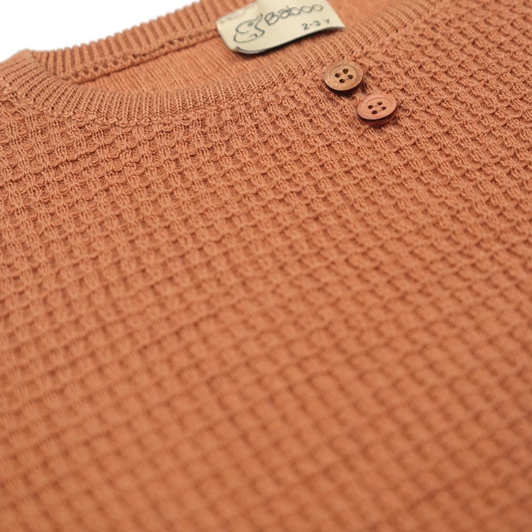Waffle Organic Cotton Children's Bottom-Top Set Brown
