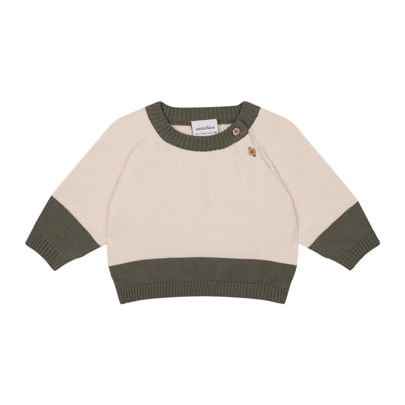 Green Contrast Cream Knitwear Set